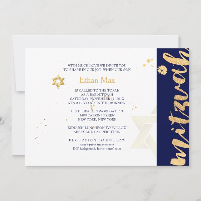 PixDezines DIY colour/Stylish Script/Bar Mitzvah Invitation (Back)