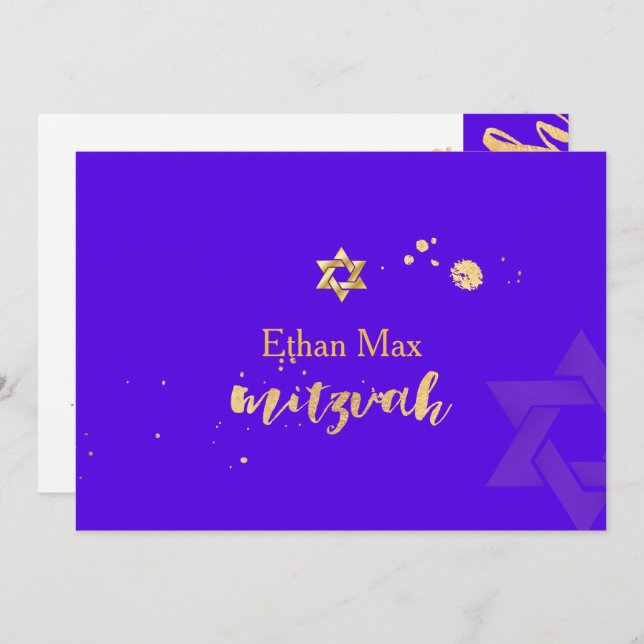 PixDezines DIY colour/Stylish Script/Bar Mitzvah Invitation (Front/Back)