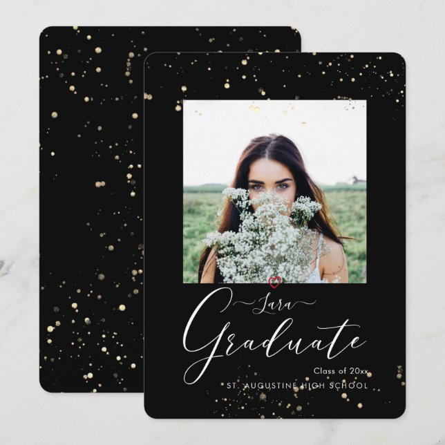 PixDezines DIY Colour Typography Graduation Announ Announcement (Front/Back)