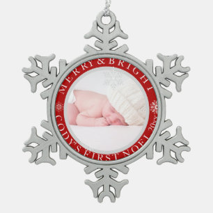 PixDezines DIY Colours Baby's First Christmas Snowflake Pewter Christmas Ornament