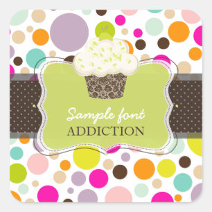 PixDezines diy colours/bubble gum+keylime cupcake Square Sticker