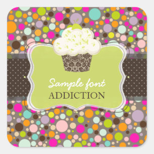 PixDezines diy colours/bubble gum+keylime cupcake Square Sticker