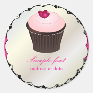 PixDezines diy colours, cupcake+olivia damask Classic Round Sticker