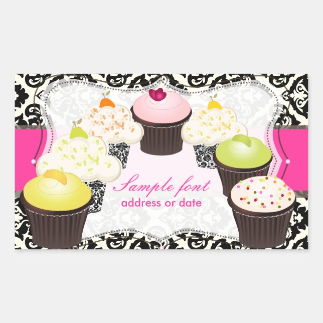 PixDezines diy colours, cupcake+olivia damask Rectangular Sticker (Front)