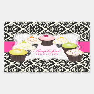 PixDezines diy colours, cupcake+olivia damask Rectangular Sticker