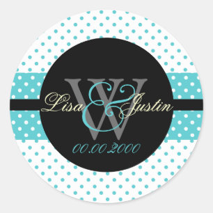 PIxDezines DIY colours, Dots et al./blue+black Classic Round Sticker