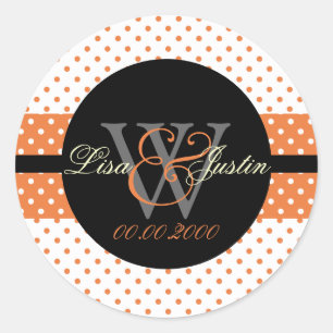 PIxDezines DIY colours, Dots et al./orange+black Classic Round Sticker