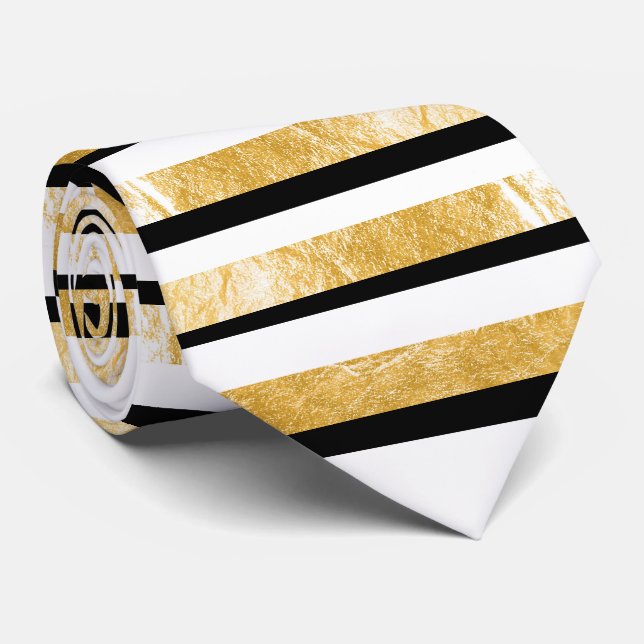 PixDezines diy colours/faux gold/black/white Tie (Rolled)