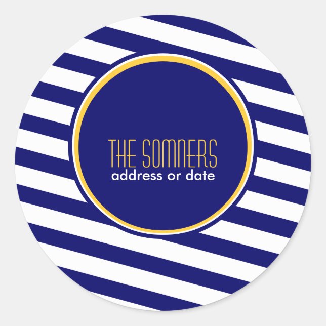 PixDezines DIY colours, nautical white stripes, Classic Round Sticker (Front)