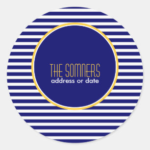 PixDezines DIY colours, nautical white stripes, Classic Round Sticker