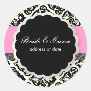 PixDezines diy colours, olivia damask Classic Round Sticker