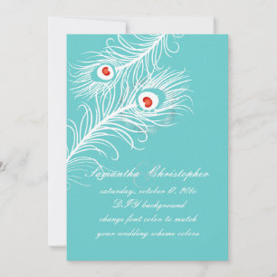 PixDezines diy colours, peacock plumes Invitation