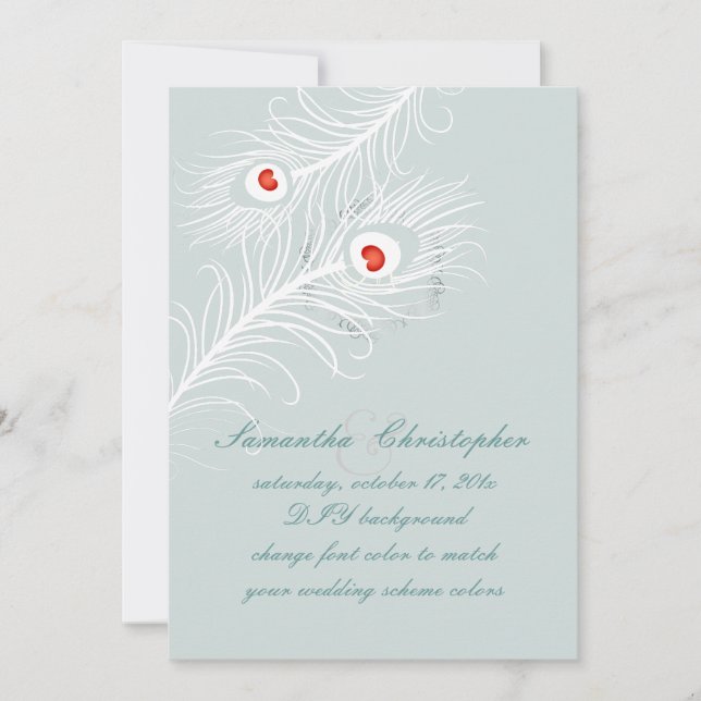 PixDezines diy colours, peacock plumes Invitation (Front)