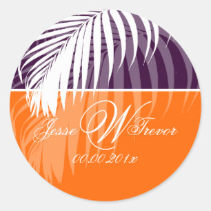 PixDezines DIY colours/White Palm Fronds Classic Round Sticker