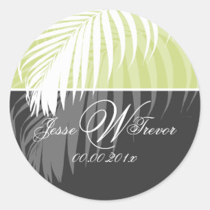 PixDezines DIY colours/White Palm Fronds Classic Round Sticker