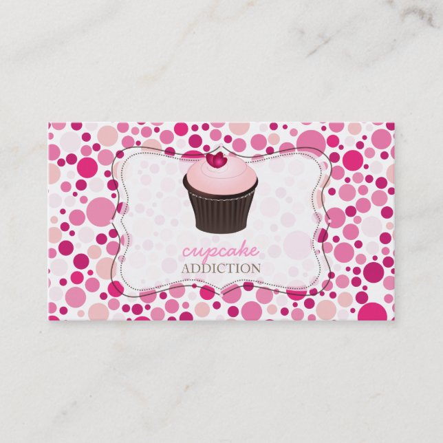 PixDezines diy cupcake+polka dots Business Card (Front)