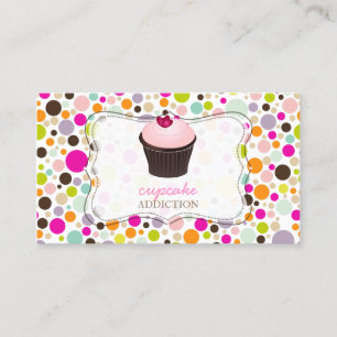 PixDezines diy cupcake+rainbow polka dots Business Card