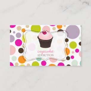 PixDezines diy cupcake+rainbow polka dots Business Card
