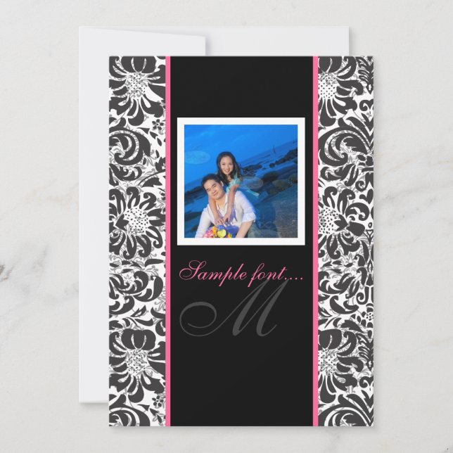 PixDezines diy event.. monogram fidora damask Invitation (Front)