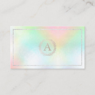 PixDezines DIY Faux Silver Monogram Holographic Business Card