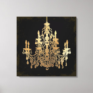 PixDezines DIY Grunge Bckgrnd/Faux Gold Chandelier Canvas Print
