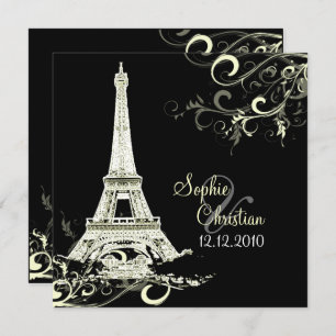 PixDezines DIY LA TOUR EIFFEL+SWIRLS/LUXE PAPER Invitation