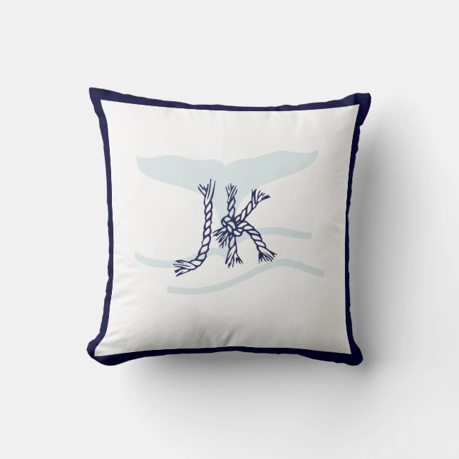 PixDezines DIY MONOGRAM WHALE+NAUTICAL ROPE Cushion (Front)