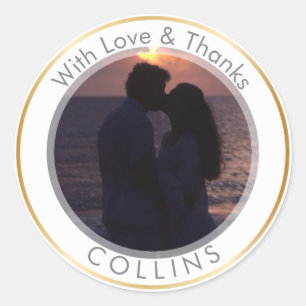 PixDezines DIY Photo Thank You Classic Round Sticker