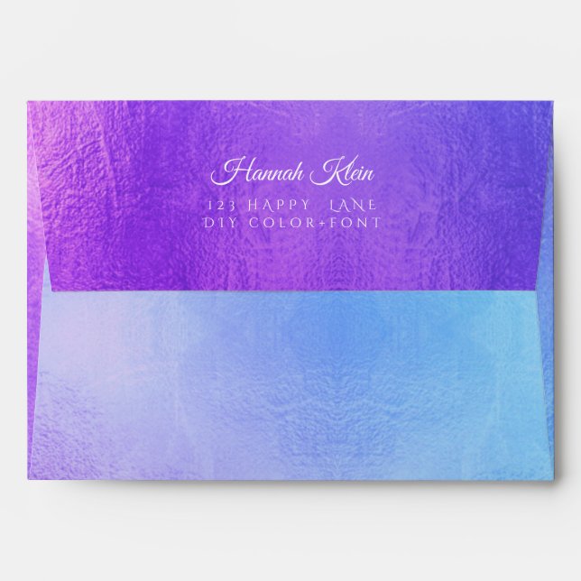 PixDezines DIY Pre-Addressed, Ombre Violet Envelope (Back (Top Flap))