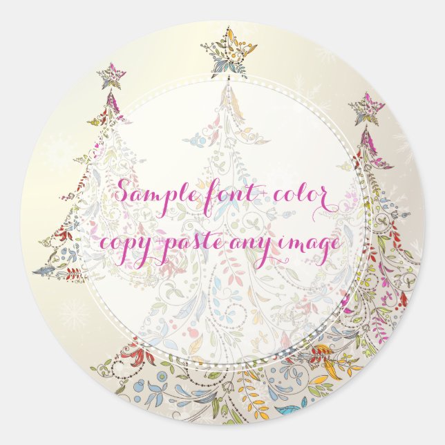 PixDezines DIY retro christmas trees Classic Round Sticker (Front)