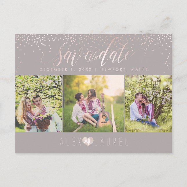 PixDezines DIY/Save the Date/Blush Confetti Postcard (Front)