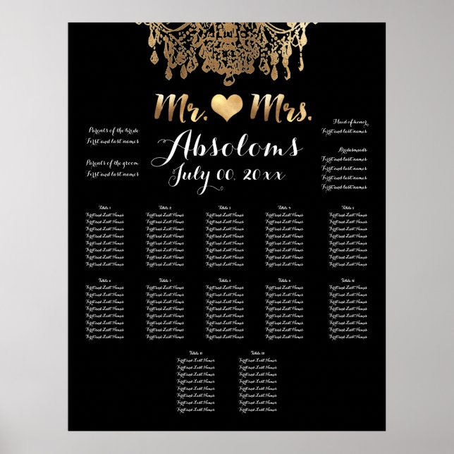 PixDezines DIYColor/Gold Chandelier/Heart/Seating Poster (Front)