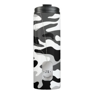 PixDezines Dogtag Monogram Arctic White Camouflage Thermal Tumbler