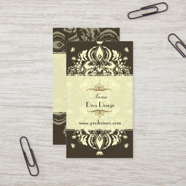 PixDezines DOLCE DAMASK/DARK CHOCOLATE/DIY COLOR Business Card (Front/Back In Situ)