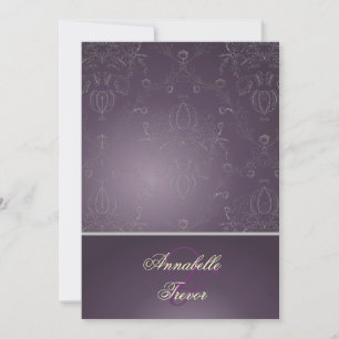 PixDezines Dolcè Damask / Plum+Silvery Grey Invitation