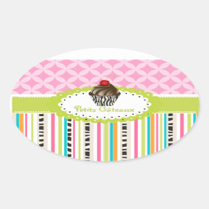 PixDezines double fudge  swirls cupcake/DIY colour Oval Sticker