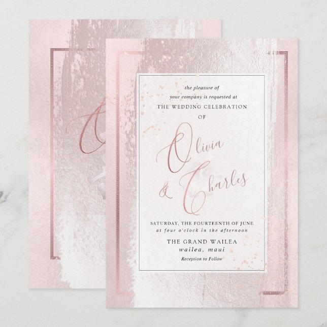 PixDezines Double Happiness, Blush Pink Invitation (Front/Back)