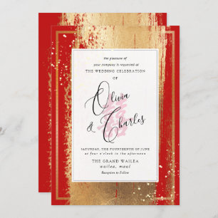 PixDezines Double Happiness, Faux Gold Invitation