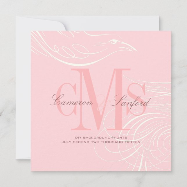 PixDezines doves tail/diy background colour+fonts Invitation (Front)