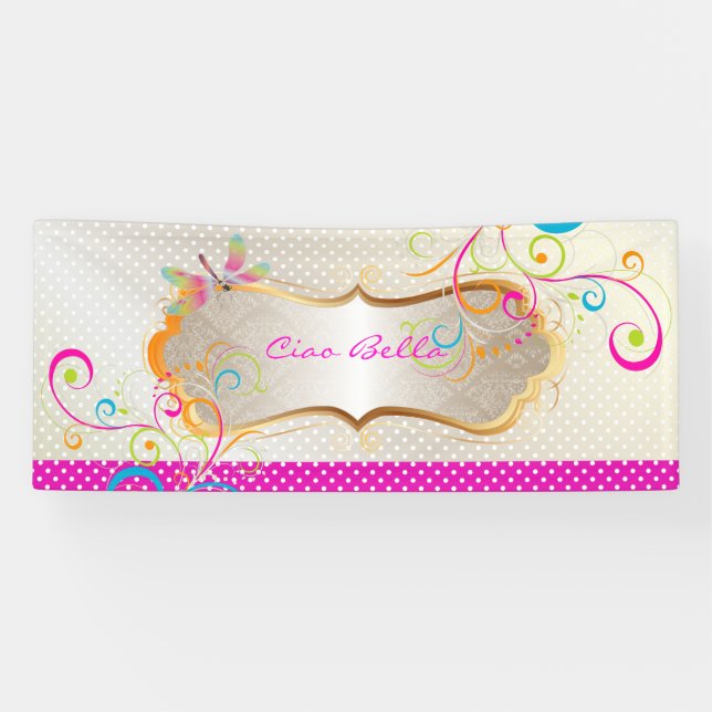 PixDezines Dragonflies Rainbow Swirls Banner (Horizontal)