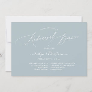 PixDezines Dusty Blue Minimalist Rehearsal Dinner Invitation