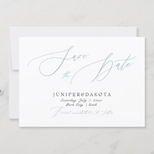 PixDezines Dusty Blue Modern Script Save the Date Invitation