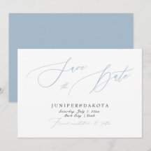 PixDezines Dusty Blue Modern Script Save the Date