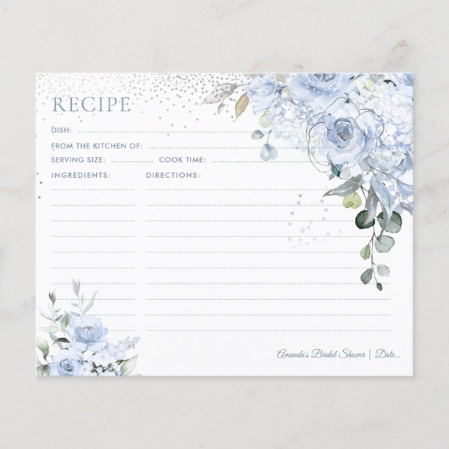 PixDezines Dusty Blue Roses Faux Silver Glitter (Front)