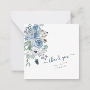 PixDezines Dusty Blue Watercolor Cotton Buds Note  Card