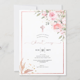 PixDezines Dusty Pink Roses Christening Invitation