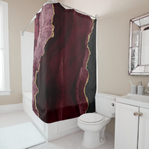 PixDezines DUSTY ROSE BURGUNDY AGATE  Shower Curtain