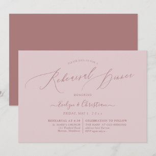 PixDezines Dusty Rose Minimalist Rehearsal Dinner Invitation