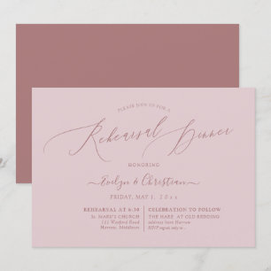 PixDezines Dusty Rose Minimalist Rehearsal Dinner Invitation