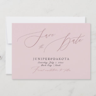 PixDezines Dusty Rose Modern Script Save the Date Invitation